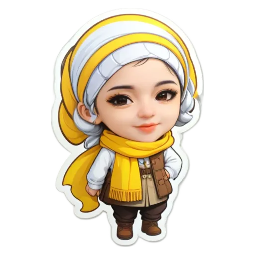 A girl wearing a scarf is depicted in a cartoon style image.