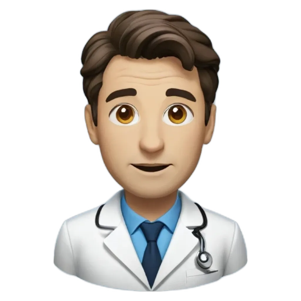 A face of a doctor shown on a screen.