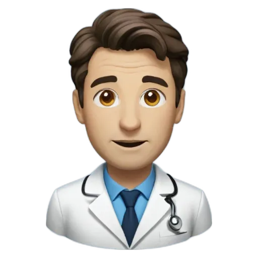 A face of a doctor shown on a screen.