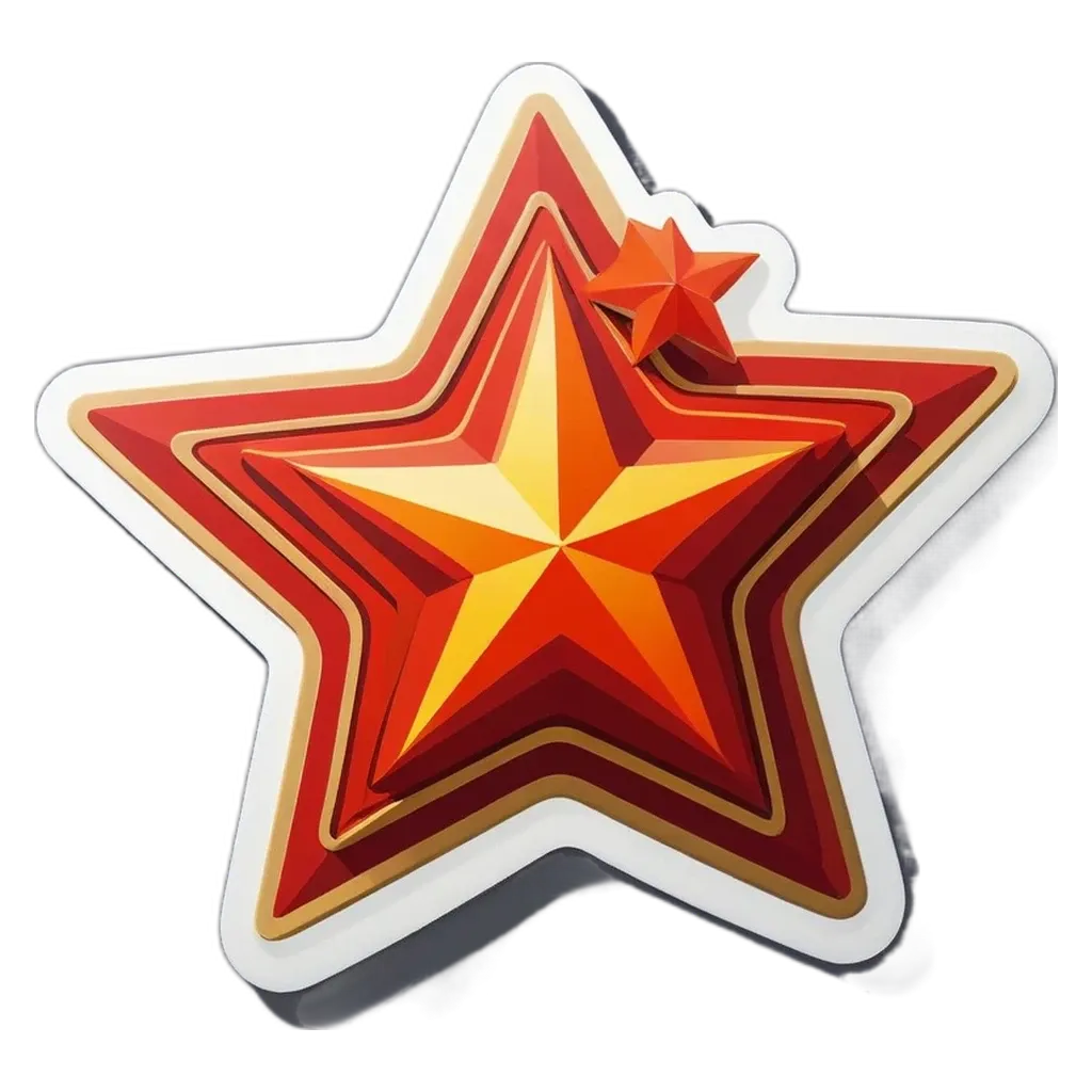 A star with a few stripes is on a black background.