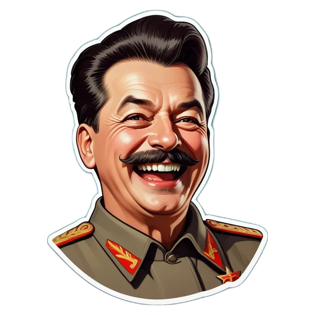 A sticker of a man's face that has a mustache and a mustache on his upper lip.