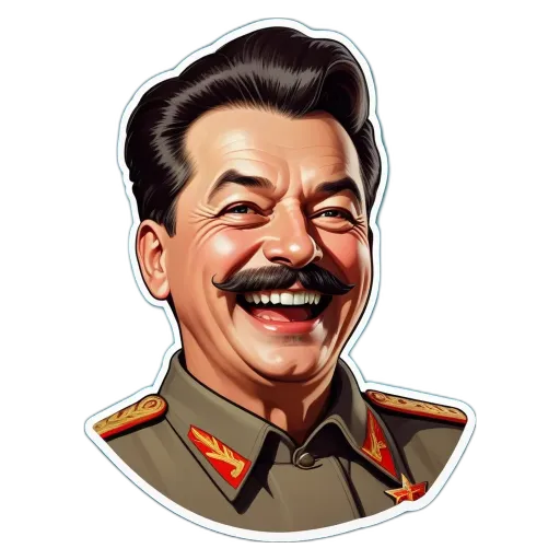 A sticker of a man's face that has a mustache and a mustache on his upper lip.