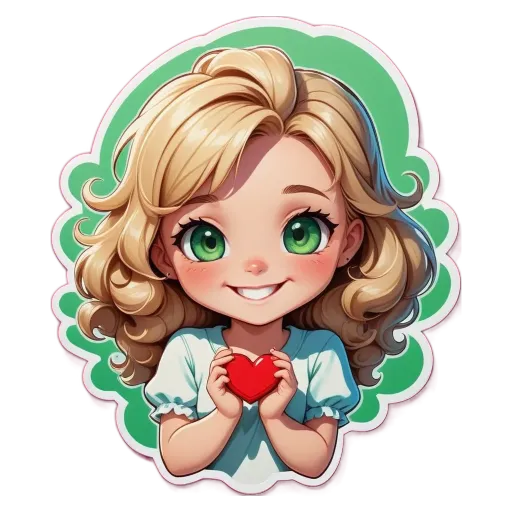 A cartoon character holding a heart.