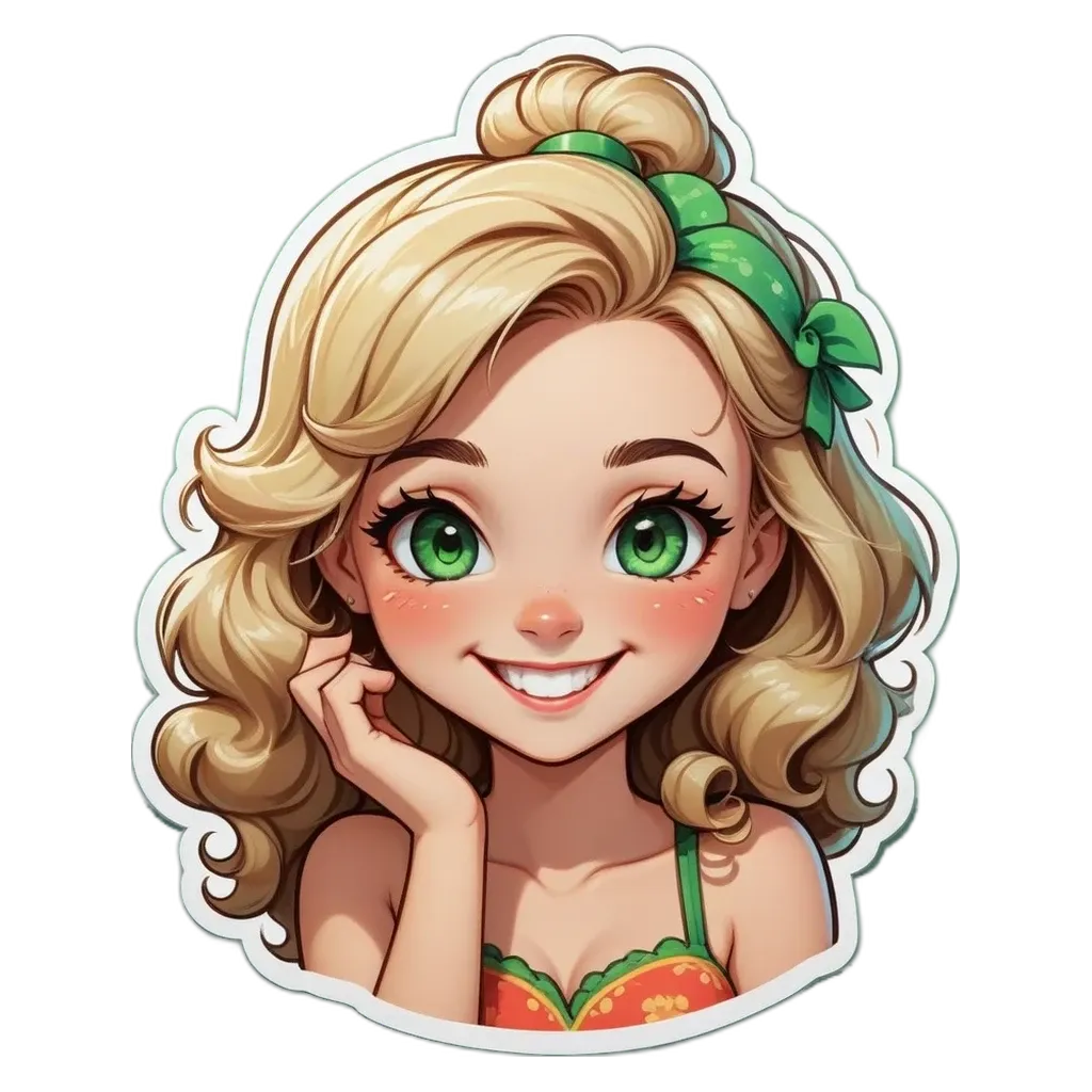 A girl with a bow in her hair is smiling.