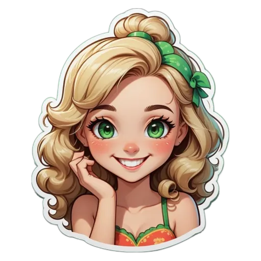 A girl with a bow in her hair is smiling.