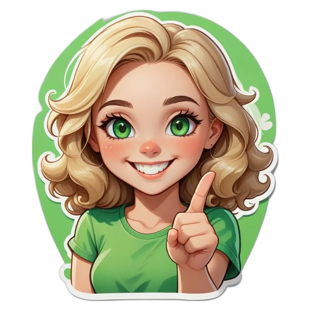 A green shirt with a thumbs up is pointing to the left.