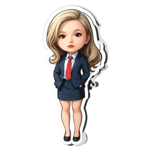 A girl is wearing a suit and red tie.