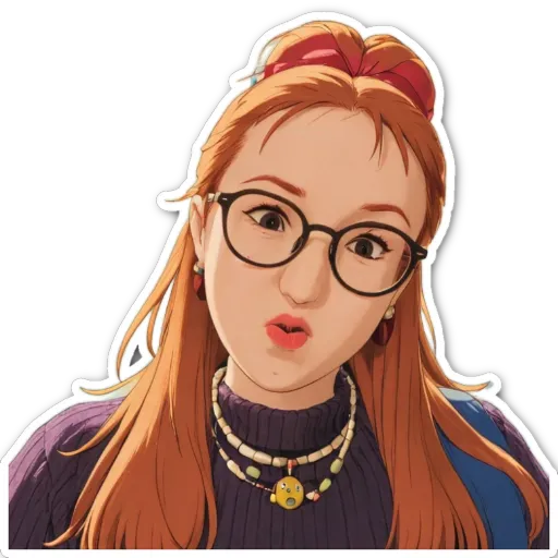 A girl wearing glasses and a purple sweater.
