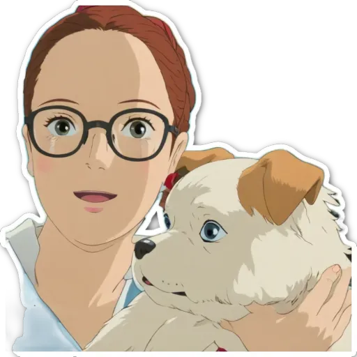 A woman wearing glasses holding a dog.