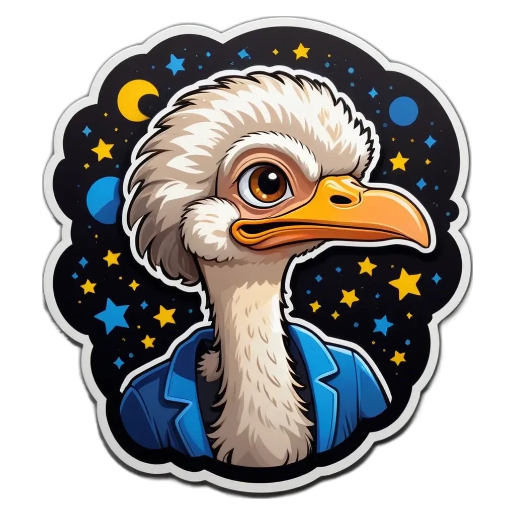 A white bird with brown eyes and a purple jacket.