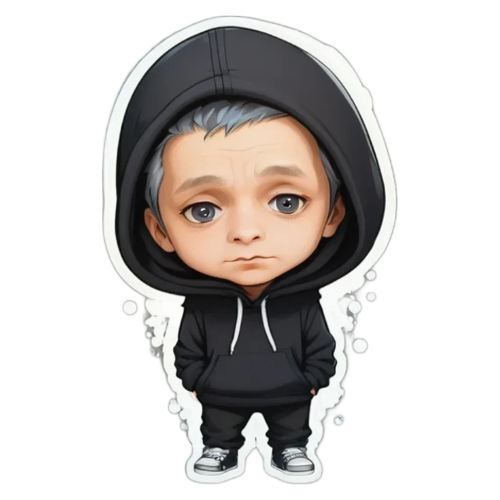 A boy wearing a black hooded sweatshirt and standing with his hands in his pockets.