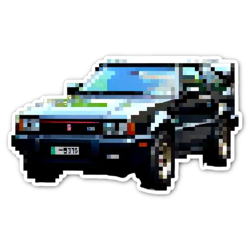 A sticker of a car with license plate number 'A9 Ferguson'.