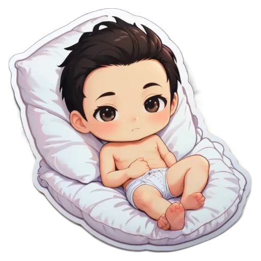 A boy is sitting on a pillow on a bed.