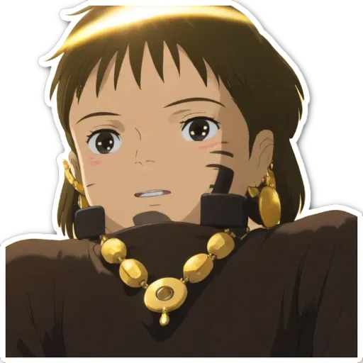An anime character wearing a gold necklace and a black sweater.