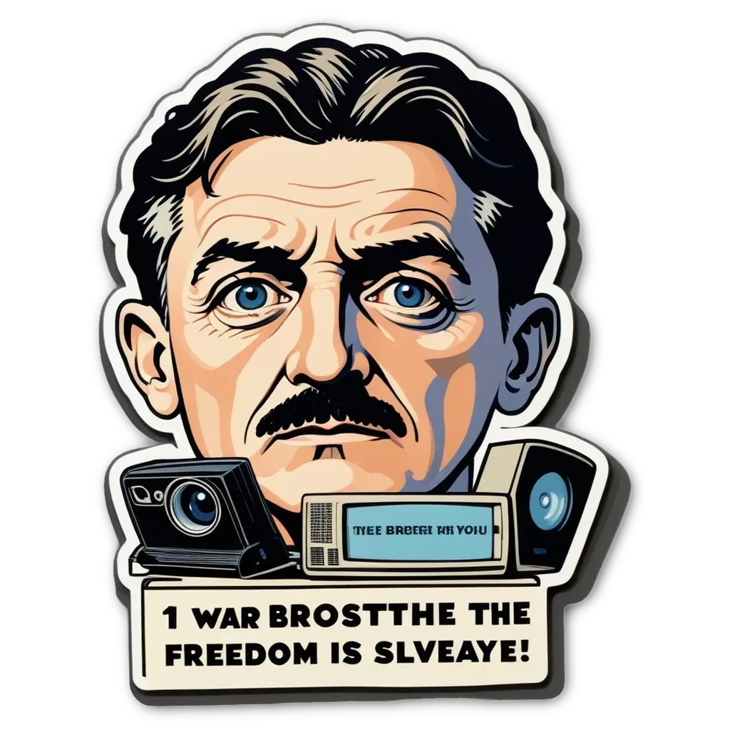 A cartoon depiction of a man with a mustache and a camera.