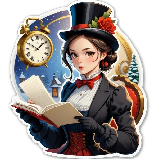 A woman reading a book with a clock in the background.