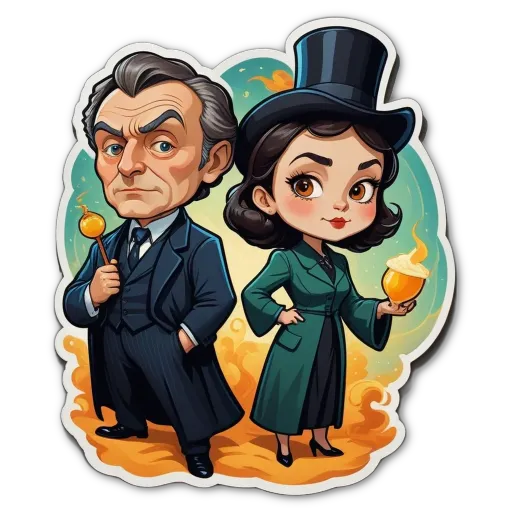 A man and a woman in a cartoonish drawing with a yellow circle for a head.