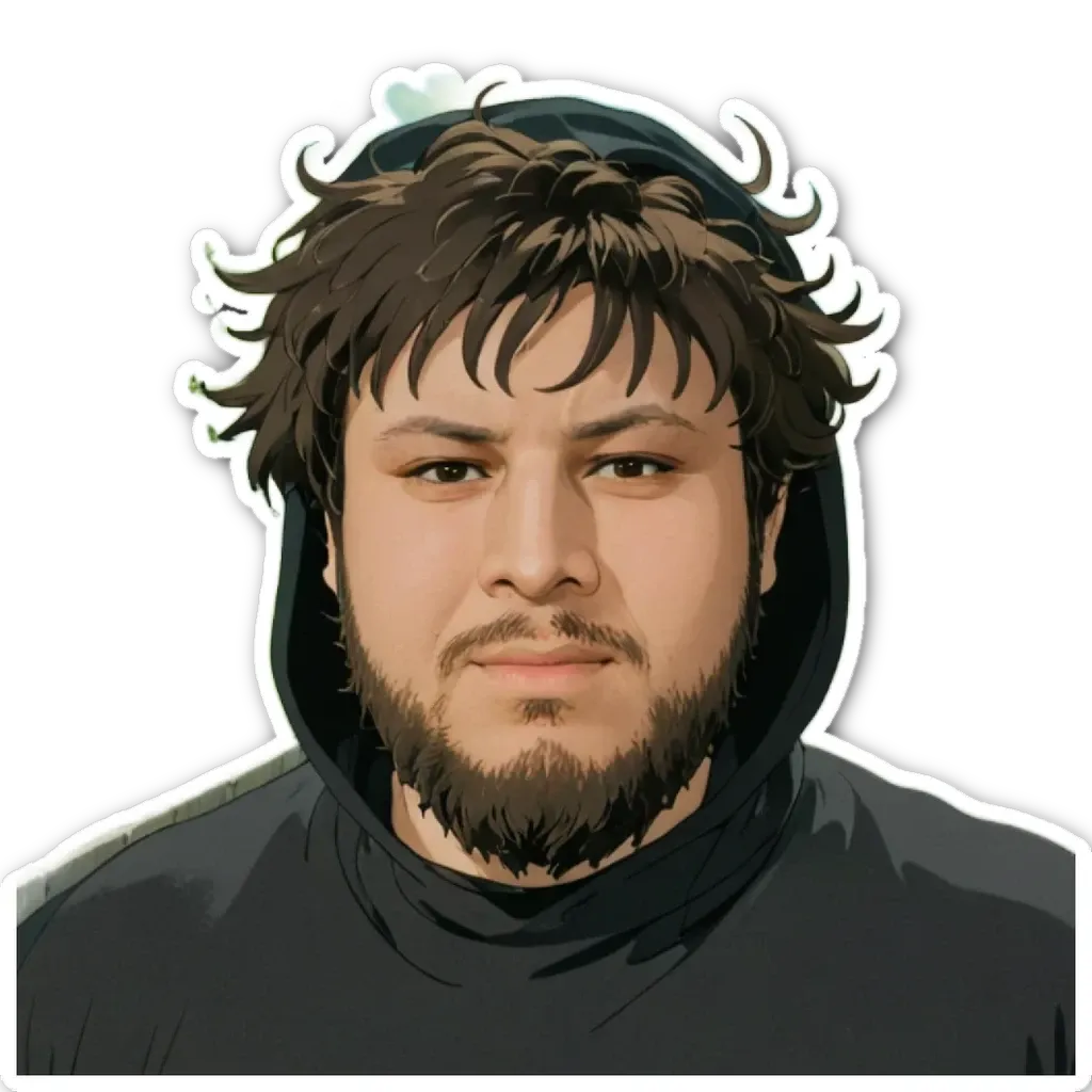A man with a beard and a hooded sweatshirt.