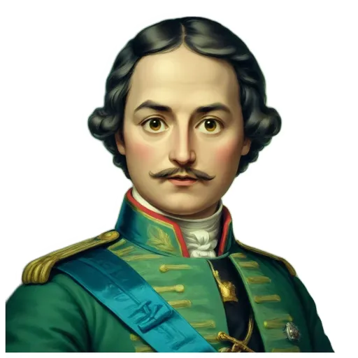 A green colored man with a mustache is depicted.