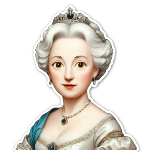 An elderly woman wearing a crown and a necklace.