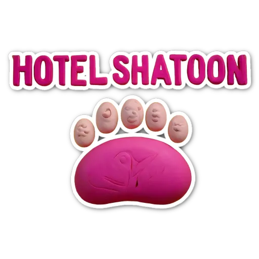 A paw print with the word Hotel Shatoon is in red paint.
