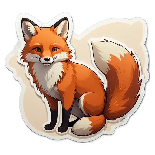 A cartoon image of a fox with a sticker on it.