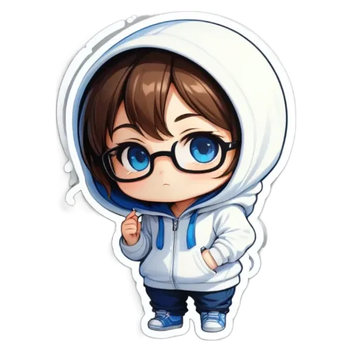 A girl wearing glasses and a white hoodie.