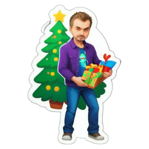 A man holding presents next to a christmas tree.