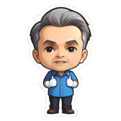 A sticker of a man who gives a thumbs up.