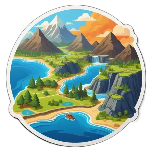 A landscape with a river running through it.