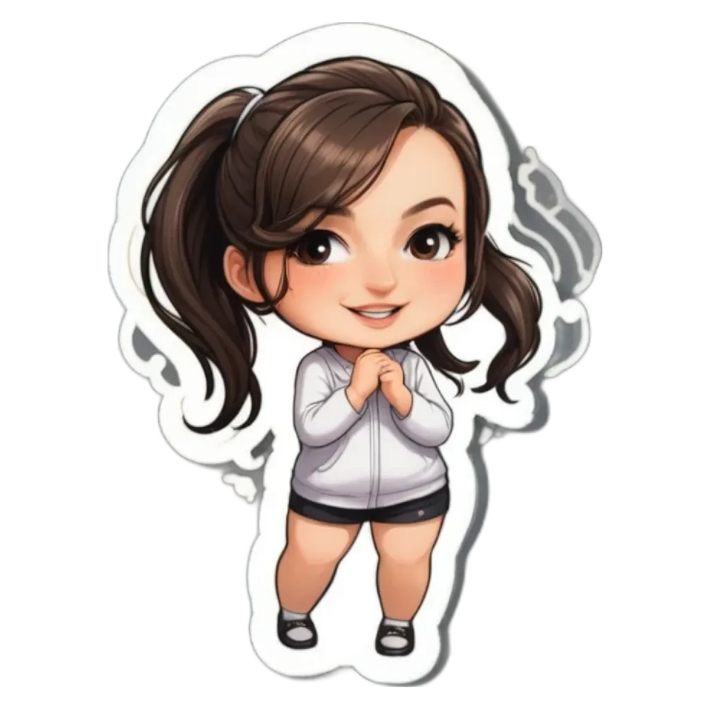 A girl with a pony tail is wearing a white jacket.