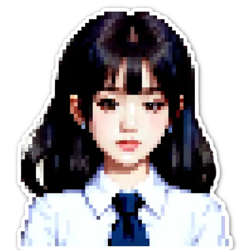 A girl wearing a white shirt and a blue tie.