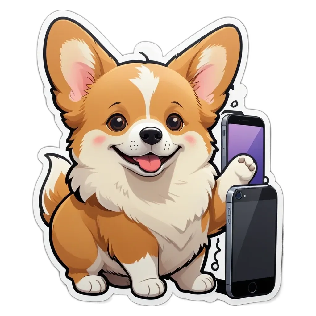 A cartoon dog holding a cell phone is showing off.