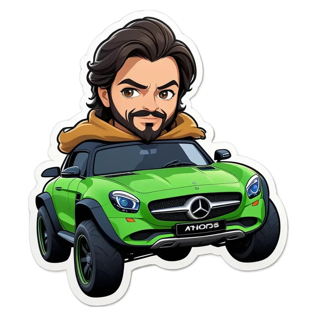 A Mercedes benz car with a man in the driver's seat.