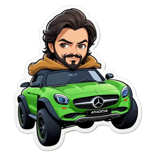A Mercedes benz car with a man in the driver's seat.