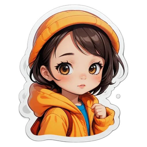 A girl wearing a yellow jacket is looking down.