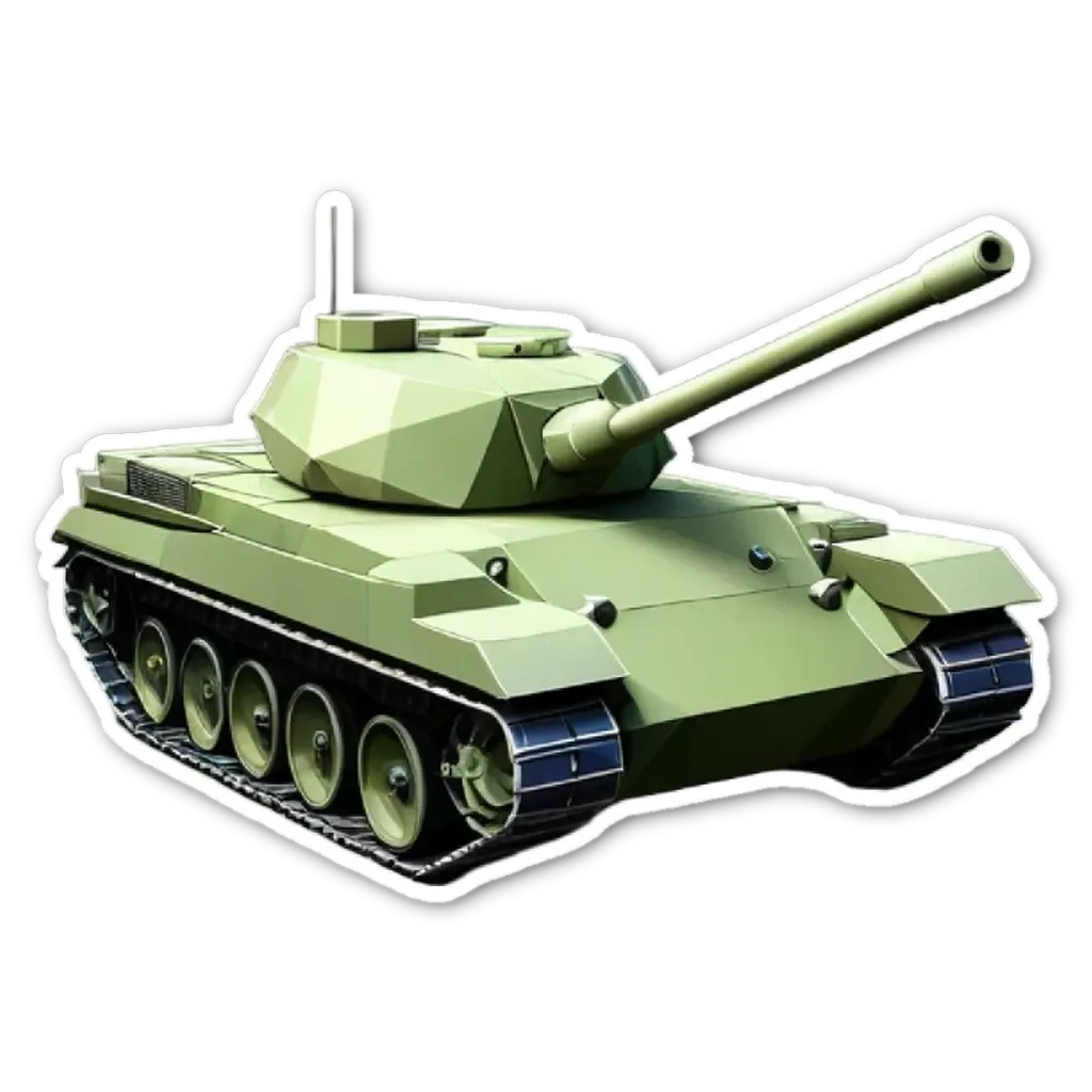 A green sticker of a tank that says'this is a tank'.