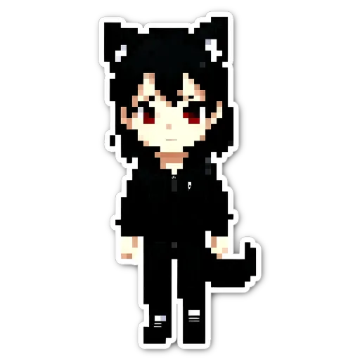 A boy pixelated picture is wearing black clothing.