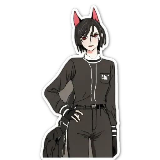 A cartoon picture of a girl with red ears.