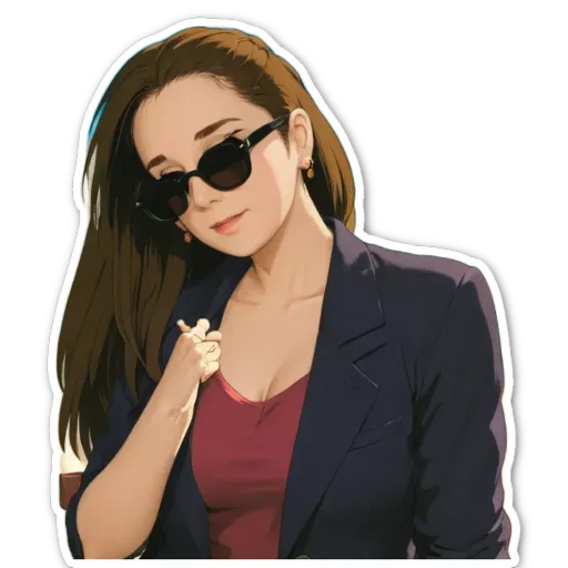A woman wearing sunglasses is posing for the camera.
