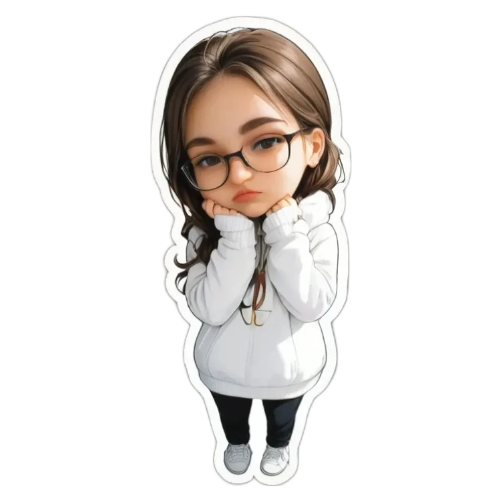 A girl wearing glasses is standing with her hands on her face.