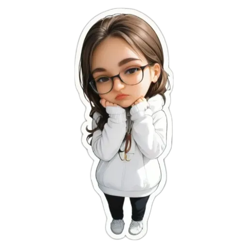 A girl wearing glasses is standing with her hands on her face.