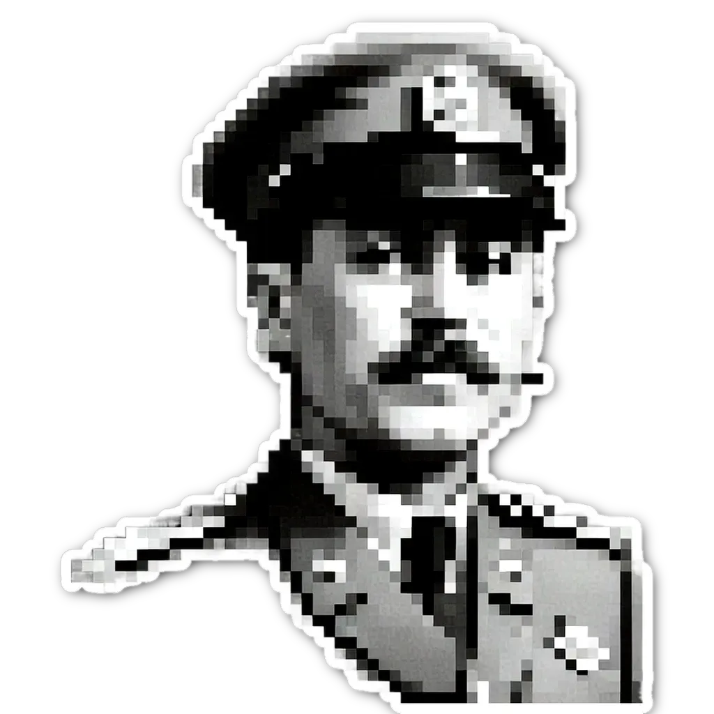 A man with a mustache is wearing a military uniform.