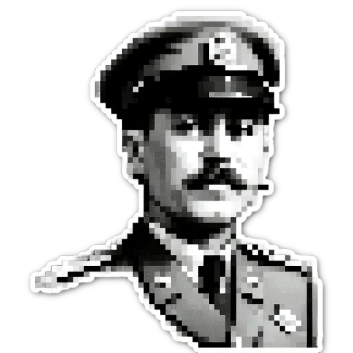 A man with a mustache is wearing a military uniform.
