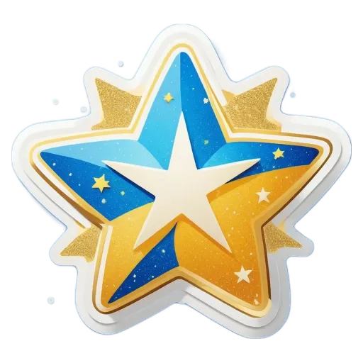 A star with gold and blue coloring in a background.