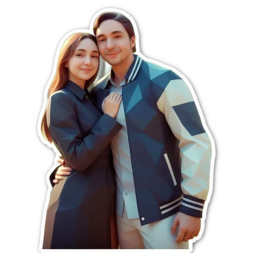 A young couple posing for the camera with a black and white background.