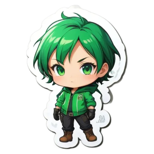 A boy wearing a green jacket and black pants standing with his hands on his hips.