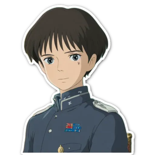 A boy with a military style uniform that has the numbers 2 and 5 on the front.
