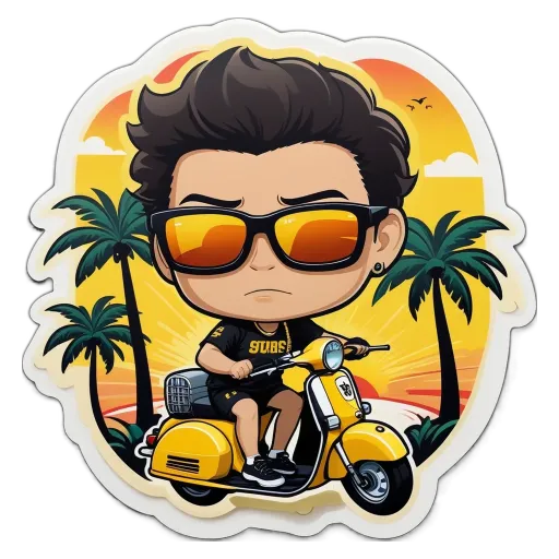 A boy riding a moped in the sun.