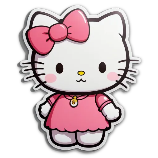 A Hello Kitty plushie is standing on a black background.